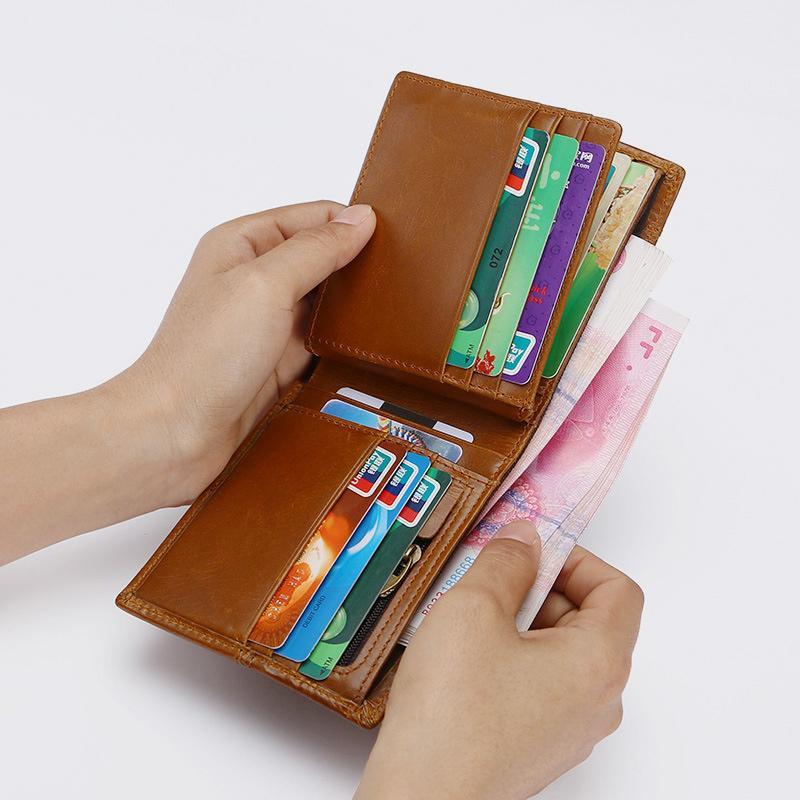 Portafoglio multi-slot RFID retrò – in pelle, elegante e sicuro per uomo