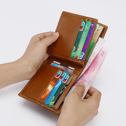 Portafoglio multi-slot RFID retrò – in pelle, elegante e sicuro per uomo