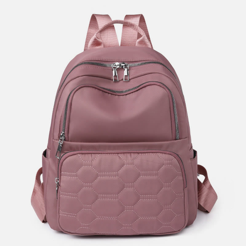 Quilted Nylon Backpack for Women – Stylish Solid Color Travel Daypack