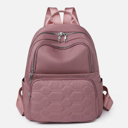 Quilted Nylon Backpack for Women – Stylish Solid Color Travel Daypack