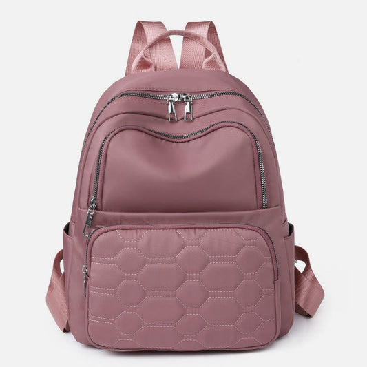 Quilted Nylon Backpack for Women – Stylish Solid Color Travel Daypack
