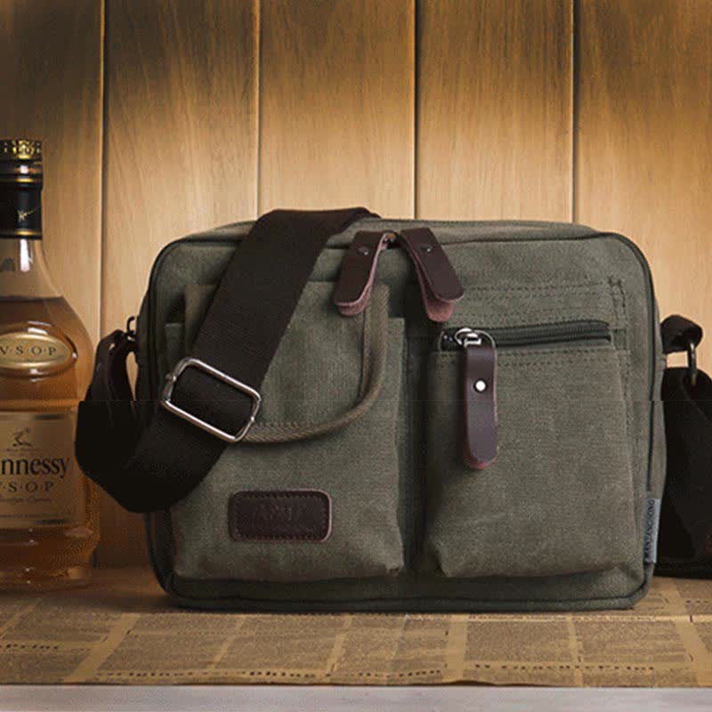 Borsa a tracolla in tela retrò da uomo - Borsa a tracolla casual