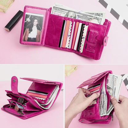 RFID GenuineLeather Multi - Card Buckle Wallet - VOTVO