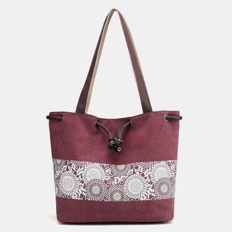 Shoulder Bag for Women – Casual Large Capacity Printed Canvas Shopping Handbag