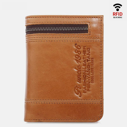 Portafoglio bifold RFID di grande capacità per uomo - Retro in vera pelle con 20 scomparti per carte e tasche con cerniera