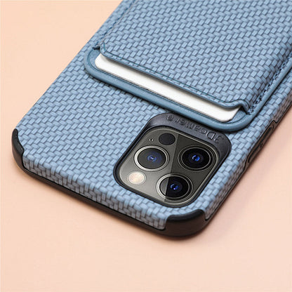 Magnetic Phone Wallet for iPhone – Fiber Texture Case with Card Holder