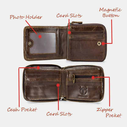 RFID Antimagnetic Vintage Genuine Leather Wallet - VOTVO