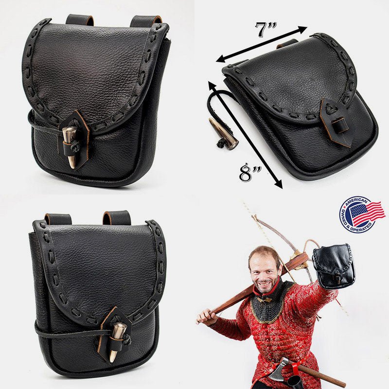 Renaissance Belt Pouch Holster - EDC Leather Waist Bag Cosplay Coin Purse - VOTVO