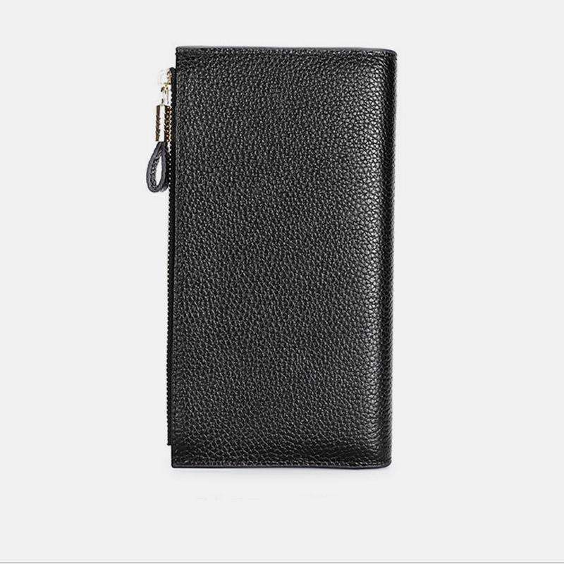 RFID Leather Retro Long Wallet with Zipper Pocket – Large Capacity Purse for Women