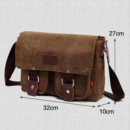 Canvas Messenger Bag for Men – Multi-Pocket Vintage Crossbody Shoulder Bag