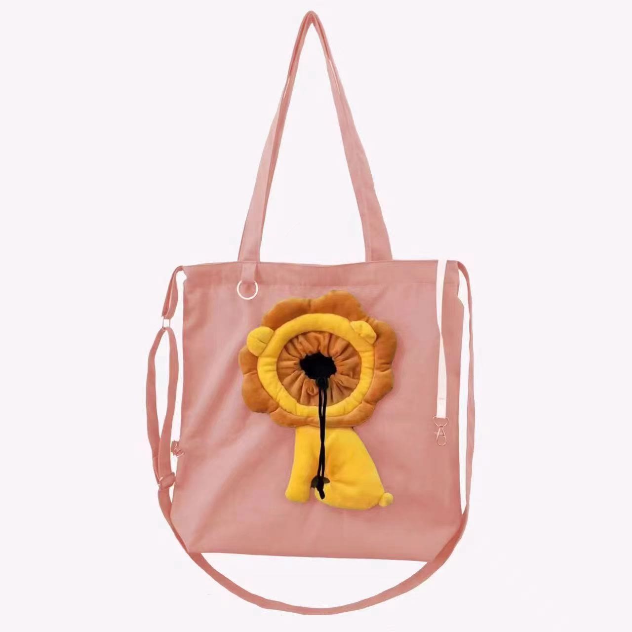Pet Carrier for Small Animals - Travel Canvas Shoulder Bag with Cute Lion Design - VOTVO