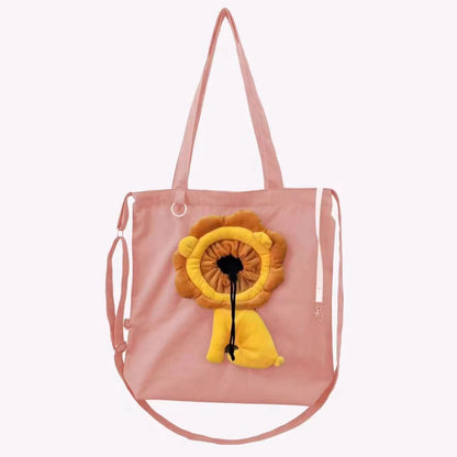 Pet Carrier for Small Animals - Travel Canvas Shoulder Bag with Cute Lion Design - VOTVO