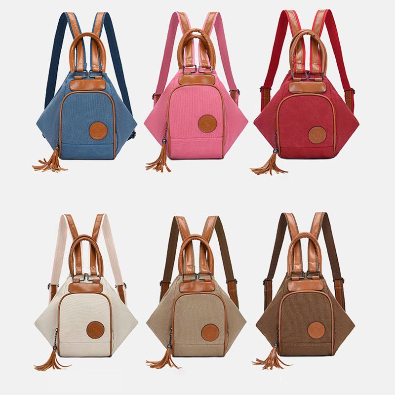 Multifunctional Women's Backpack with Tassel Decor – Durable Canvas Travel Daypack