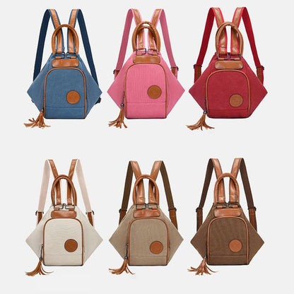 Multifunctional Women's Backpack with Tassel Decor – Durable Canvas Travel Daypack