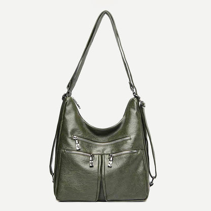 3 - Way Use Backpack Multi - Pocket Leather Zip Crossbody Shoulder Bag - VOTVO