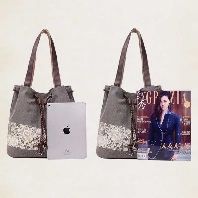 Shoulder Bag for Women – Casual Large Capacity Printed Canvas Shopping Handbag