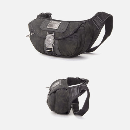 Retro Canvas Waist Pack for Men – Small Crossbody Crescent Moon Sling Bag