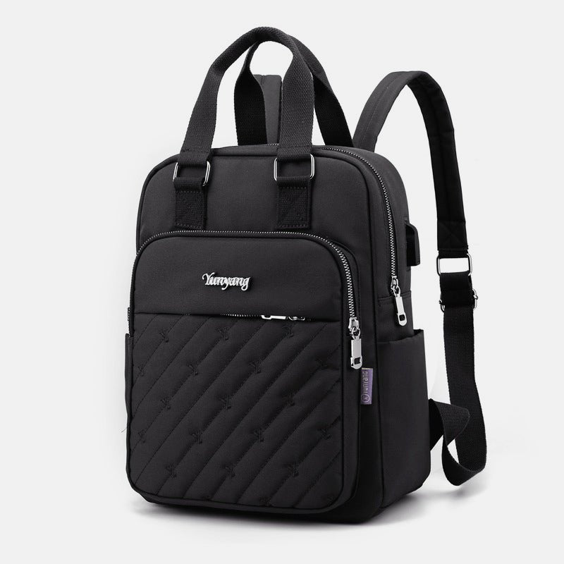 Lightweight Embossed Embroidery Backpack with USB Charging Port – Perfect for Women on the Go - VOTVO