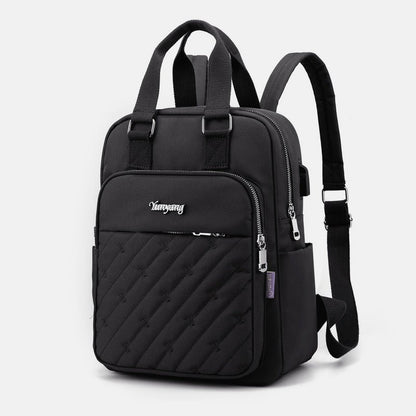 Lightweight Embossed Embroidery Backpack with USB Charging Port – Perfect for Women on the Go - VOTVO