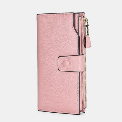 RFID Leather Retro Long Wallet with Zipper Pocket – Large Capacity Purse for Women