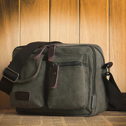 Borsa a tracolla in tela retrò da uomo - Borsa a tracolla casual