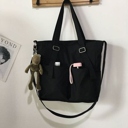 Waterproof Canvas Tote Bag for Women – Large Capacity Crossbody & Shoulder Bag for Students
