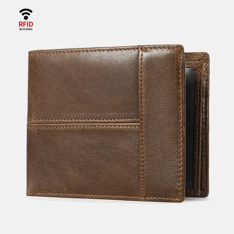 Retro Large Capacity RFID GenuineLeather Wallet