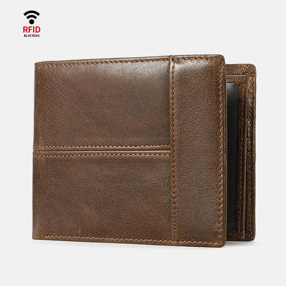 Retro Large Capacity RFID GenuineLeather Wallet