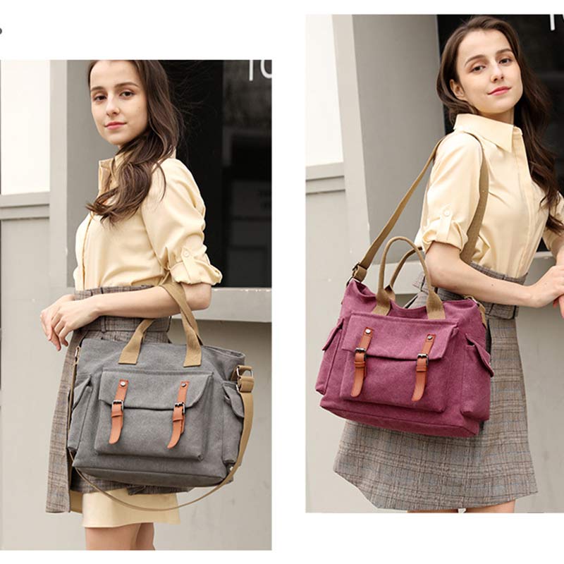 Large Capacity Women’s Canvas Tote – Casual Crossbody Shoulder Handbag Messenger Bag