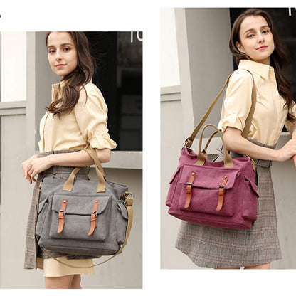 Large Capacity Women’s Canvas Tote – Casual Crossbody Shoulder Handbag Messenger Bag