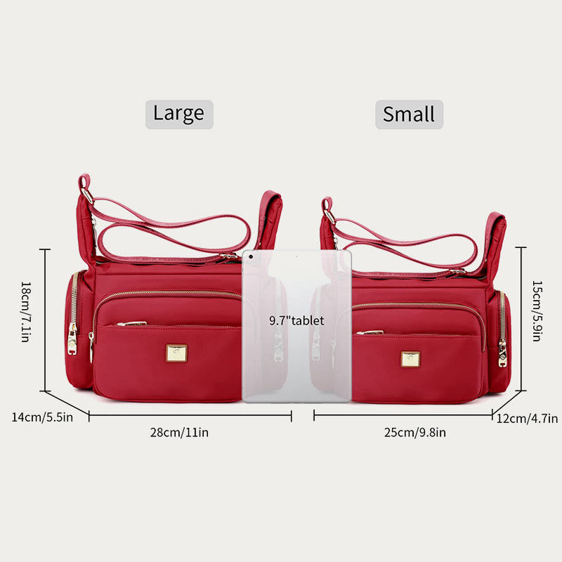 Borsa a tracolla in nylon per donna - Uso quotidiano, tasche multiple, tracolla regolabile