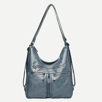 3 - Way Use Backpack Multi - Pocket Leather Zip Crossbody Shoulder Bag - VOTVO