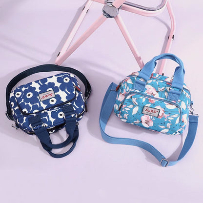 Nylon Crossbody Bag for Women - Colorful Flower Print Handbag with Adjustable Strap