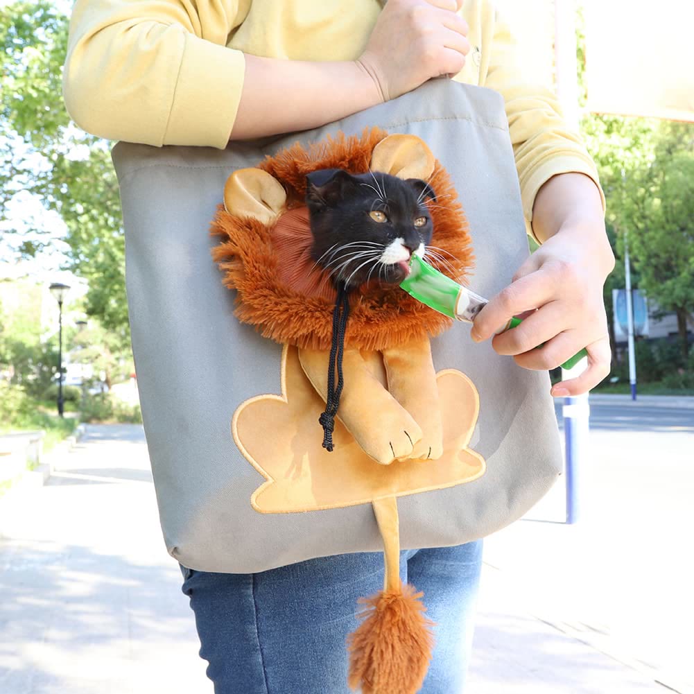 Pet Carrier for Small Animals - Travel Canvas Shoulder Bag with Cute Lion Design - VOTVO