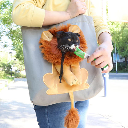 Pet Carrier for Small Animals - Travel Canvas Shoulder Bag with Cute Lion Design - VOTVO