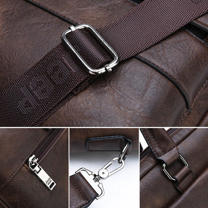Lightweight PU Leather Messenger Bag – Slim Business Briefcase for Men