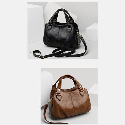Borsa a tracolla da donna in pelle con triplo scomparto e manico superiore – Borsa a tracolla con tracolla regolabile