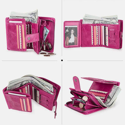 RFID GenuineLeather Multi - Card Buckle Wallet - VOTVO