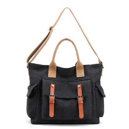 Large Capacity Women’s Canvas Tote – Casual Crossbody Shoulder Handbag Messenger Bag
