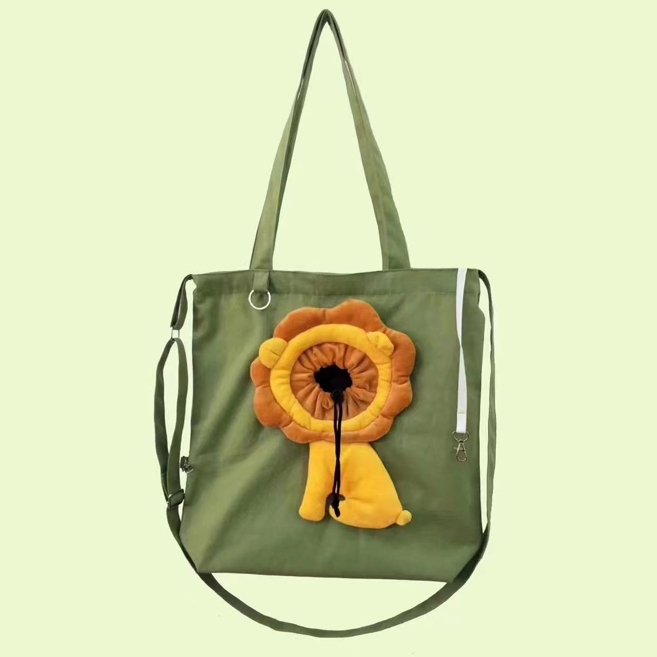 Pet Carrier for Small Animals - Travel Canvas Shoulder Bag with Cute Lion Design - VOTVO