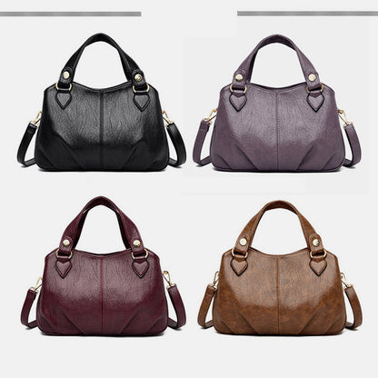 Borsa a tracolla da donna in pelle con triplo scomparto e manico superiore – Borsa a tracolla con tracolla regolabile
