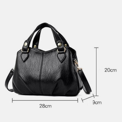 Borsa a tracolla da donna in pelle con triplo scomparto e manico superiore – Borsa a tracolla con tracolla regolabile