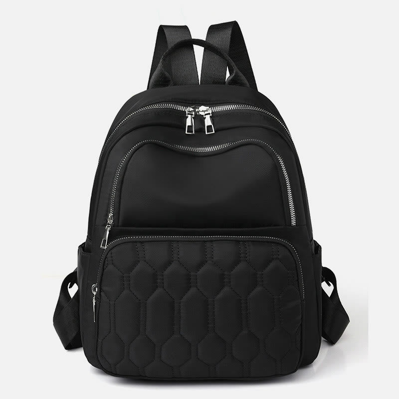Quilted Nylon Backpack for Women – Stylish Solid Color Travel Daypack