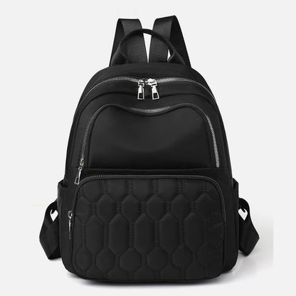 Quilted Nylon Backpack for Women – Stylish Solid Color Travel Daypack
