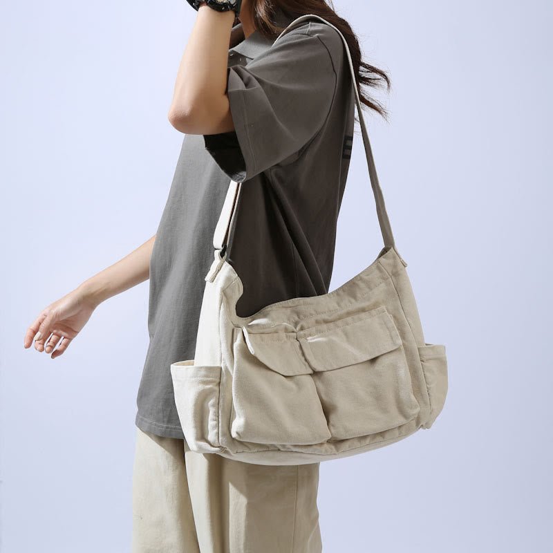 Multi - Pocket Canvas Crossbody Bag for Women | Retro Lightweight Shoulder Bag - VOTVO