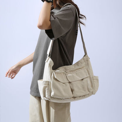 Multi - Pocket Canvas Crossbody Bag for Women | Retro Lightweight Shoulder Bag - VOTVO