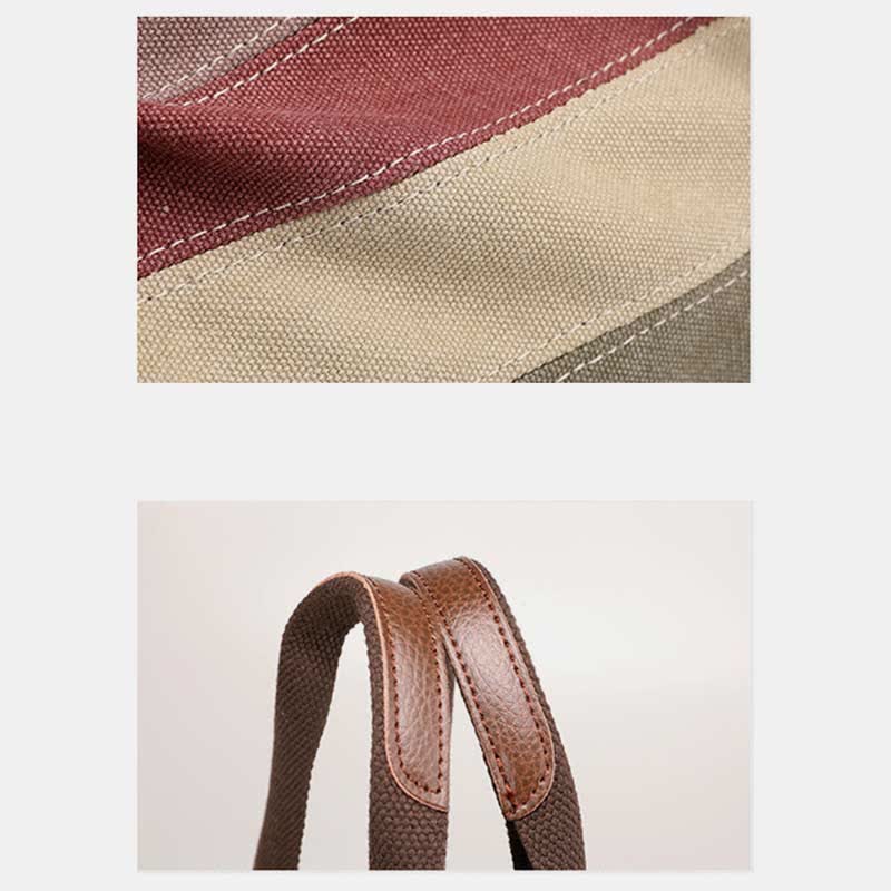 Multifunction Color Block Canvas Tote Bag | Hobo Shoulder Bag & Crossbody Purse - VOTVO
