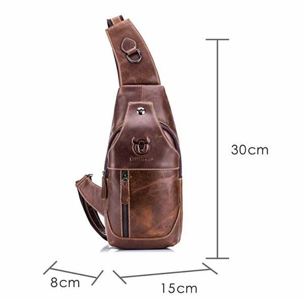 Men's Genuine Leather Sling Bag – Vintage Crossbody Backpack, Waterproof and Durable - VOTVO