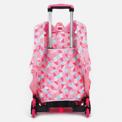 Rolling Wheels School Bag for Girls – Colorful Printing Backpack with Adjustable Straps & Two-Wheel Design
