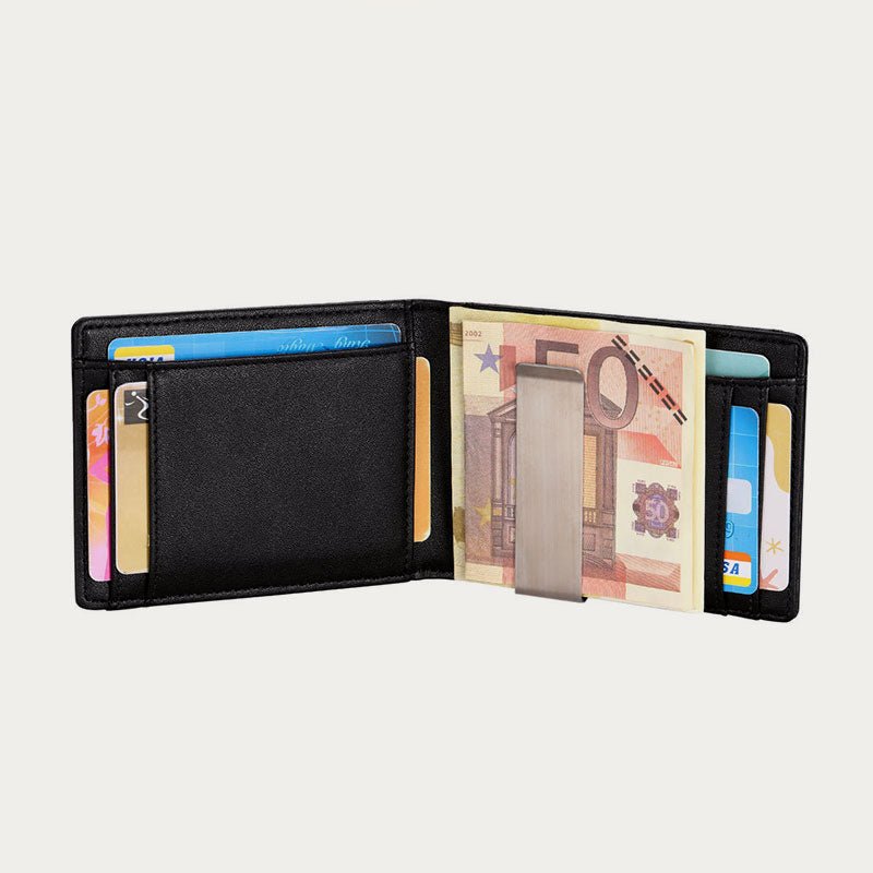Minimalist Multi - Slot Bifold Card Holder RFID Blocking Wallet with Cash Clip - VOTVO